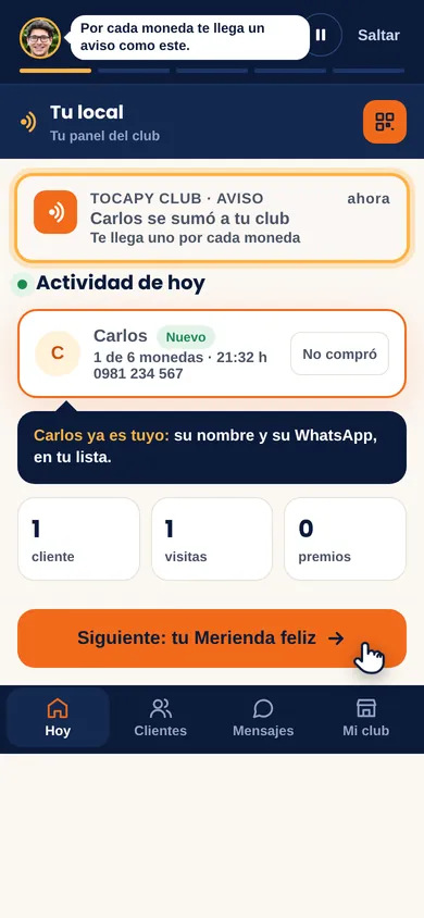 Pantalla real: tu panel con la actividad de hoy